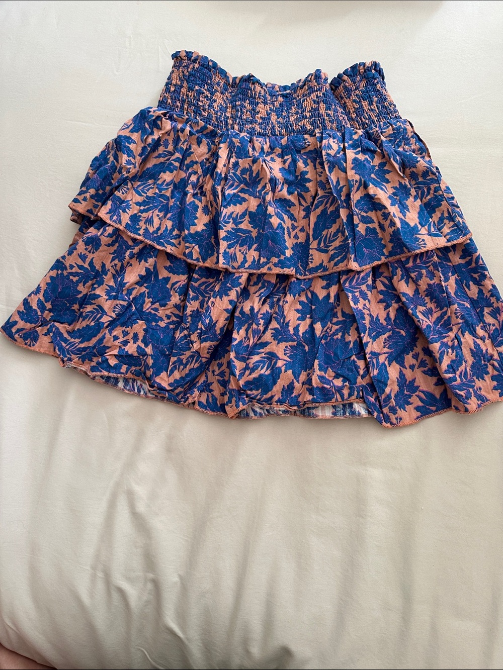 Universal Thread Peach Skirt with Blue Floral Print